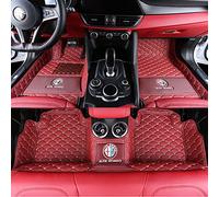 SERTUV Voiture Tapis De Sol Cuir, pour Alfa Romeo Giulia 2017-2022 2023 Car Couverture Complète Floor Mats sur Mesure IntéRieur All-Weather Accessoire,Redstyle
