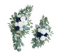 SERUCARY 2 Pièces Fleurs D'Arche de Mariage Vignes Suspension Feuillage Roses Mousse Arrangement Floral Artificiel Matériau PP Convient à Mariage Extérieur Fêt, Bleu