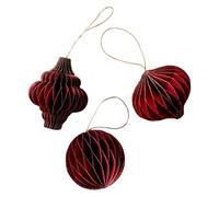 SERUCARY Décorations de Noël En Papier En Forme de Nid D'abeille, Décorations Suspendues 3D Légères avec Bordure Pailletée, 3 pièces