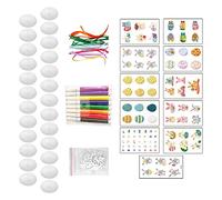 SERUCARY Kit de Bricolage D'œufs de Pâques Vierges à Peindre avec Un Stylo Aquarelle - Cadeau Créatif à Faire Soi-même