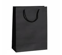 SERUCARY Sac en Papier Shopping Sac Cadeau Épaisseur Renforcée pour Port Sécurisé Personnalisable pour Identité Visuelle Convient aux Commerces, Noir, 13-6-19cm