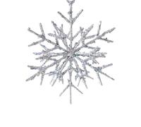 SERUCARY Suspension Flocon de Noël Pendentif Sapin Métal Ornement Fer Art Relief Créatif Adapté pour Dîner Festif Salon Bureau Cadeau, Flocon de Neige Argenté