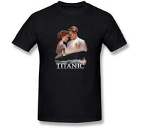 SEruicdsai Man Titanic Movie Poster Jack and Rose Mercerized Cotton T-Shirts Black
