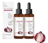 Sérum de croissance des cheveux à l'oignon biotine et à l'huile de romarin, huile capillaire à l'oignon, non gras, formule nourrissante légère, pour hommes et femmes (2 pièces)