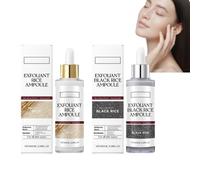 Sérum de riz blanc Sérum de riz noir, Ampoule Duo riz noir et blanc exfoliant-peeling doux + pores minimisant et hydratation profonde, Exfoliant doux visage et corps pour tous les types de peau (2)