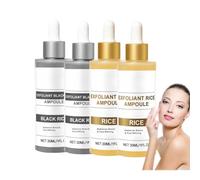 Sérum d'épluchement de riz blanc d'ampoule de riz noir, sérums hydratants doucement exfoliants du visage et du corps avec niacinamide, minimisation des pores et hydratation profonde (4)