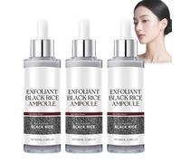 Sérum exfoliant au riz noir, exfoliant doux au riz, liquide hydratant et réparateur pour la peau, hydratation profonde et peau affinée, soin des pores et éclat, peau sensible. (3 PCS)
