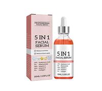 Sérum facial 5 en 1, sérum anti-âge avancé au collagène pour taches sombres, teint uniforme, contour des yeux, rides et ridules (1 pièce)
