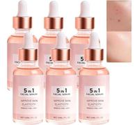 Sérum facial anti-rides In-1 avec vitamine C, acide hyaluronique, collagène, sérum éclaircissant pour les taches brunes, réduit les ridules, essence hydratante raffermissante (6Pcs)