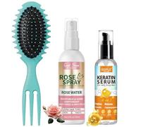 Sérum Kératine Cheveux Secs et Abîmés, Huile Chveux Secs et Abimés, Rose Water Spray Pour Cheveux Hydratant Anti-Grincheux, Produits Lisses Brosse Chveux Bouclés, Curl Hair Styling Brush Pour Hommes