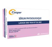 COOPER-Sérum physiologique-Lavage du nez et des yeux-Hygiène quotidienne-Pour toute la famille - Fabriqué en France - Boîte de 30 unidoses, Blanc, 5 ml (Lot de 1)-L'emballage de l'article peut varier