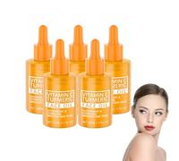 Sérum pour le visage au curcuma et à la vitamine C à base de plantes - éclaircissant l'apparence des taches brunes et booster d'éclat anti-âge, hydratation légère et non grasse pour (5 bouteilles)