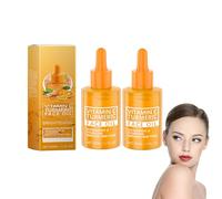Sérum pour le visage au curcuma et à la vitamine C à base de plantes - éclaircissant l'apparence des taches brunes et booster d'éclat anti-âge, hydratation légère et non grasse pour (2 bouteilles)