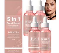 Sérum Visage 5 en 1, Sérum Hydratant Multi-Bénéfices Anti-Âge pour les Rides, l’Éclat et le Soutien de la Barrière Cutanée, Texture Légère Non Grasse pour Usage Quotidien, Tous Types de Peaux (4pcs)