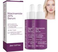 Sérum visage à la niacinamide pour pores, niacinamide haute concentration avec acétyl glucosamine et pourpier, soin sébo-équilibrant pour peaux grasses et mixtes (2pcs)