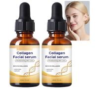 Sérum visage anti-âge Collagen Boost, sérum raffermissant anti-rides avec peptide pour les rides, les ridules et la peau sèche, solution liquide pour le visage hydratante et éclaircissante (2pcs)