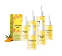 Sérum visage au curcuma avec 15% de lait, sérum anti-âge pour femmes, peau repulpée et lisse, soin naturel éclaircissant au curcuma, hydratant et réparateur, huile visage à l'acide V C (6PCS)