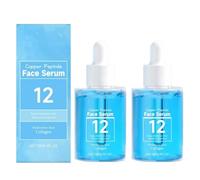 Sérum Visage aux Peptides de Cuivre 12 - Repulpe et raffermit la peau ; sérum anti-âge à l'acide hyaluronique et au collagène, léger et rapidement absorbé, convient à tous les types de peau, 30 ml