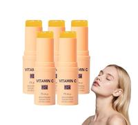 Sérum visage en stick à la vitamine C - Sérum visage éclaircissant et raffermissant - Unifie le teint et booste l'éclat - Baume corps à la vitamine C - Atténue les taches brunes, 10g (5 pièces)