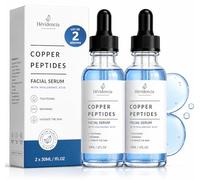 Sérum Visage Peptides de Cuivre GHK-Cu + Acide Hyaluronique, Anti-Âge Hydratant et Raffermissant, Réduction des Rides et Ridules, Peau Lisse et Élastique, Tous Types de Peau, 30 ml Lot de 2