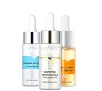 Sérum Visage, Sérum à l'Acide Hyaluronique + Sérum Vitamine C + Sérum Six Peptides Or 24K Anti-âge Anti Rides Avec Ingrédients Organiques De Stimuler Le Collagène