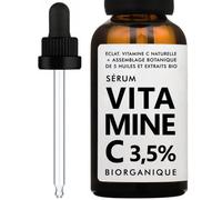 Sérum Visage VITAMINE C | 100% naturel | Avec Huiles de Jojoba BIO + Rose musquée BIO/Extraits de Réglisse BIO + Guimauve BIO | Teint éclatant/uniforme + Anti-Taches + Elasticité | 30ml/9 ingrédients
