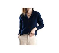 SERUMY Cardigan Sweater Cardigans Femmes Winter Trender Designer Cashmere Women Trinted Crochet Tops-Navy Blue,L