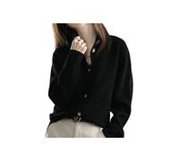SERUMY Cardigan Sweater Cardigans Femmes Winter Trender Designer Cashmere Women Trinted Crochet Tops-Black,L