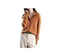 SERUMY Cardigan Sweater Cardigans Femmes Winter Trender Designer Cashmere Women Trinted Crochet Tops-Caramel Colour,M