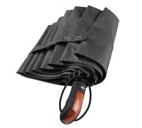 SERUMY Parapluie pliable automatique Mubrella - Pour femme Avec poignée en bois Coupe-vent Compact homme Ouverture et fermeture Noir motif, Noir, a