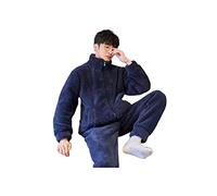 SERUMY Pyjama Homme Flanelle Corail Polaire Pajamas en Toison Corallien Ensemble d'hommes en Pyjamas d'hiver Automne À Manches Longues Épaissis-Color4,L