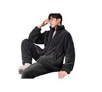 SERUMY Pyjama Homme Flanelle Corail Polaire Pajamas en Toison Corallien Ensemble d'hommes en Pyjamas d'hiver Automne À Manches Longues Épaissis-Color2,L