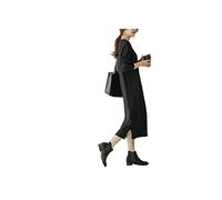 SERUMY Robe en Maille Robe De Pull d'hiver d'automne Femme O-Coude Robe Longue en Tricot Molles Et Robes Droites Classiques Élégantes Classiques Élégantes-Black,M 50-60Kg