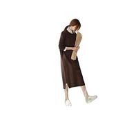 SERUMY Robe en Maille Robe De Pull d'hiver d'automne Femme O-Coude Robe Longue en Tricot Molles Et Robes Droites Classiques Élégantes Classiques Élégantes-Coffee,XL 65-70Kg