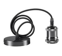 Seruno E27 Métal Suspension Luminaire avec Plafond, Douille E27, Suspensions D'éclairage Intérieur, Support Douille Ampoule et Câble de 100cm pour Suspension Cuisine, Salon et Chambre,Noir,1 pièces