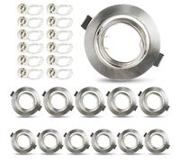 Seruno X 12X Spot Encastrable GU10 Set - Spot Plafond 230V Ø90mm, Cadre Métal Chrome Brossé, Inclinaison 30°, Pour Découpe 68-80mm, Douille GU10 Incluse - Spot LED Encastrable Plafond Intérieur