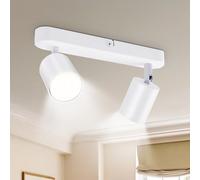 Seruno X Barre de Lumière Plafond 2 Spots, Spot Plafonnier Orientable GU10 Métal Blanc, Luminaire Plafond Moderne Industriel pour Cuisine Chambre Salon Couloir Salle à Manger (Ampoules Non Incluses)