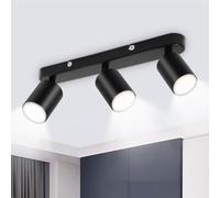 Seruno X Barre de Lumière Plafond 3 Spots, Plafonnier Spot Orientable GU10 Métal Noir Mat, Luminaire Moderne Industriel pour Cuisine Chambre Salon Couloir Salle à Manger (Ampoules Non Incluses)