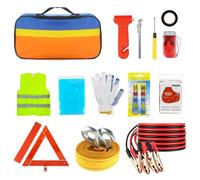 Seruno X Kits d'urgence 14 en 1 pour Voiture,Contient Un Triangle De Signalisation/Un Marteau d'urgence/Un ImperméAble/Un Lampe De Poche, Etc. - Essentiels pour La SéCurité Automobile
