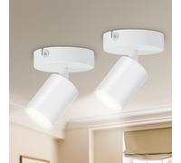 Seruno X Plafonnier 2 Spots Orientables GU10, Spot Plafond LED 6W Compatible, Métal Blanc Mat, Luminaire Moderne Industriel pour Cuisine Chambre Salon Couloir Salle à Manger (Ampoules Non Incluses)
