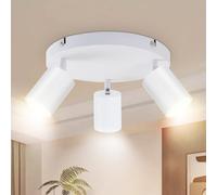 Seruno X Plafonnier 3 Spots de Plafond Orientables GU10 Blanc Mat, Spots Rotatifs Ronds Industriel, Spot Métallique Moderne pour Cuisine Couloir Chambre (Ampoules Non Incluses)