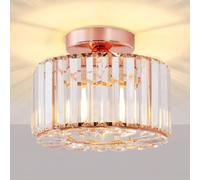 Seruno X Plafonnier en Cristal Doré, Plafond Moderne, Luminaire E27 Lustre Semi-Encastré pour Salon, Chambre, Cuisine, Salle à Manger, Couloir, Salle de Bain, Hall d'entrée, Bar