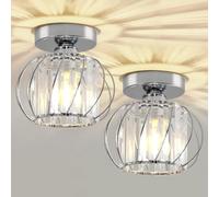 Seruno X Plafonnier en Cristal, Luminaire E27 Lustre Moderne Chrome, Plafond Semi-Encastré pour Salon, Chambre, Cuisine, Salle à Manger, Couloir, Salle de Bain, Hall d'entrée, Bar