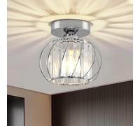 Seruno X Plafonnier en Cristal, Luminaire E27 Lustre Moderne Chrome, Plafond Semi-Encastré pour Salon, Chambre, Cuisine, Salle à Manger, Couloir, Salle de Bain, Hall d'entrée, Bar