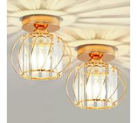 Seruno X Plafonnier en Cristal, Luminaire E27 Lustre Moderne Doré, Plafond Semi-Encastré pour Salon, Chambre, Cuisine, Salle à Manger, Couloir, Salle de Bain, Hall d'entrée, Bar