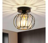 Seruno X Plafonnier en Cristal, Luminaire E27 Lustre Moderne Noir, Plafond Semi-Encastré pour Salon, Chambre, Cuisine, Salle à Manger, Couloir, Salle de Bain, Hall d'entrée, Bar