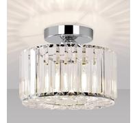 Seruno X Plafonnier en Cristal, Plafond Moderne Chrome, Luminaire E27 Lustre Semi-Encastré pour Salon, Chambre, Cuisine, Salle à Manger, Couloir, Salle de Bain, Hall d'entrée, Bar