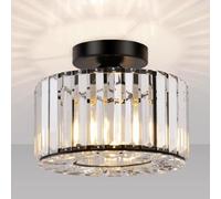 Seruno X Plafonnier en Cristal, Plafond Moderne Noir, Luminaire E27 Lustre Semi-Encastré pour Salon, Chambre, Cuisine, Salle à Manger, Couloir, Salle de Bain, Hall d'entrée, Bar