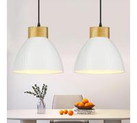 Seruno X Suspension Luminaire, Câble Textile Réglable 140CM, 26CM Lampe à Suspension E27 Lustre Salon Moderne en Blanc Métal Plafonnier pour Chambre à Coucher Salle à Manger Cuisine Restaurant