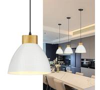 Seruno X Suspension Luminaire, Câble Textile Réglable 140CM, 26CM Lampe à Suspension E27 Lustre Salon Moderne en Blanc Métal Plafonnier pour Chambre à Coucher Salle à Manger Cuisine Restaurant